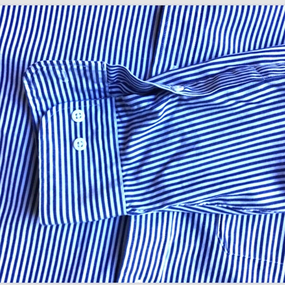 ARBORWAY pinpoint Oxford blue striped 80’s 2 ply cotton shirt Sz 15.5- 32/33 - Picture 6 of 7